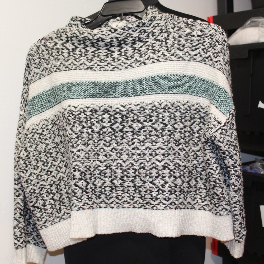 A.N.A. Black white mint stripe polyester crop sweater medium 3/$25